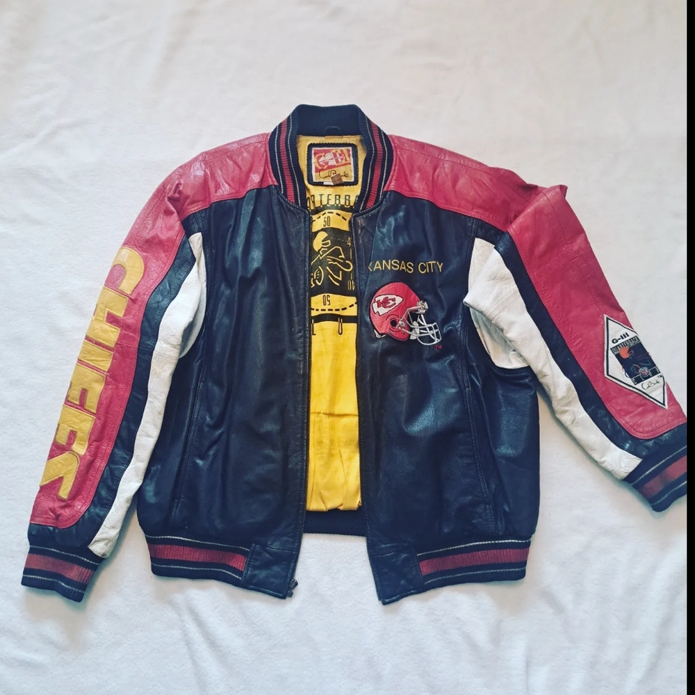 Vintage Kansas City Chiefs Leather Jacket. MEN Size L